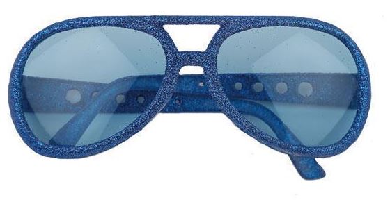 verkoop - attributen - Brillen - Elvis glitter blauw